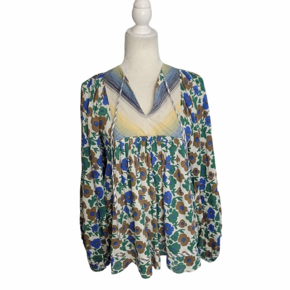 WARM x BARNEYS NY shirt cotton floral boho peasant‎ top S